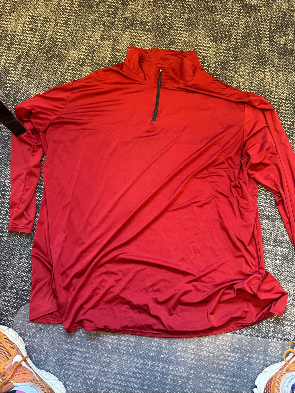 Essentials Men's Bright Red Long-Sleeve Quarter-Zip Pullover